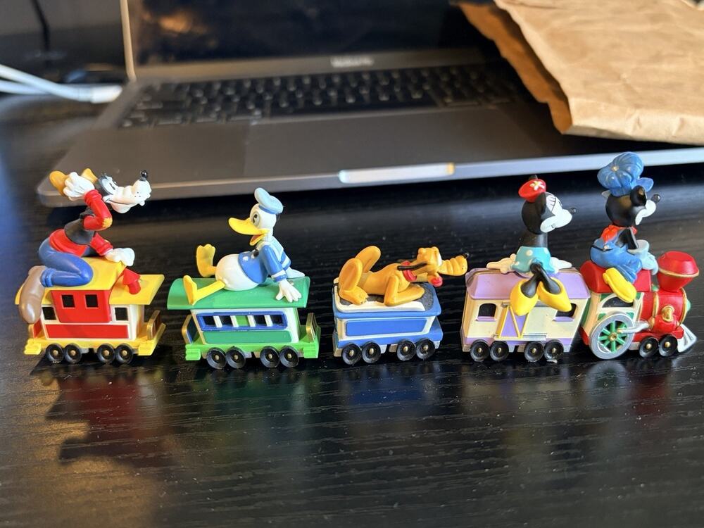 Hallmark 1998 Merry Miniatures Mickey Express Disney Train Ornament Set +1 Extra